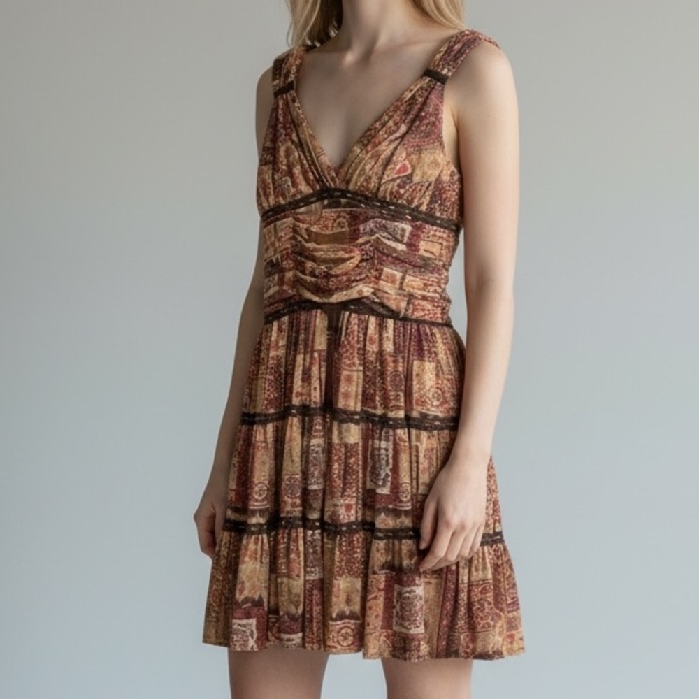 Vtg Lori Ann Sleeveless Dress Colorful Tiered Lace Sz 8 Resortwear Beachy Vacay‎